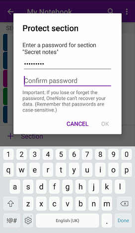 unlock onenote password